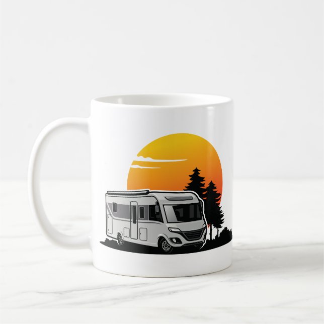 Retro Sunset RV Motorhome Owner Gift,motorhembil Kaffemugg (Vänster)