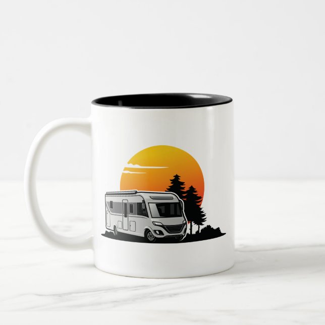 Retro Sunset RV Motorhome Owner Gift,motorhembil Två-Tonad Mugg (Vänster)