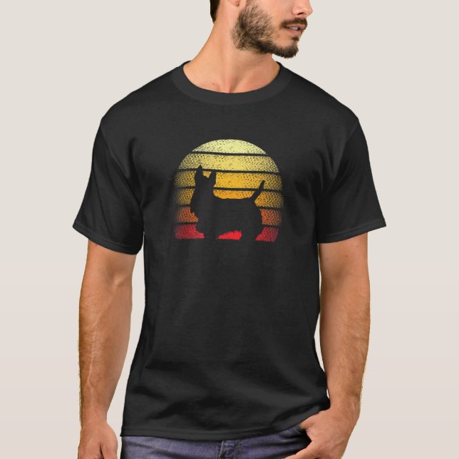 Retro Sunset Scottish Terrier Hund Tema Design T Shirt (Framsida)