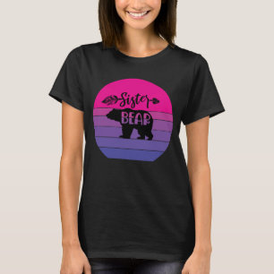 Retro Sunset Sister Bear T Shirt