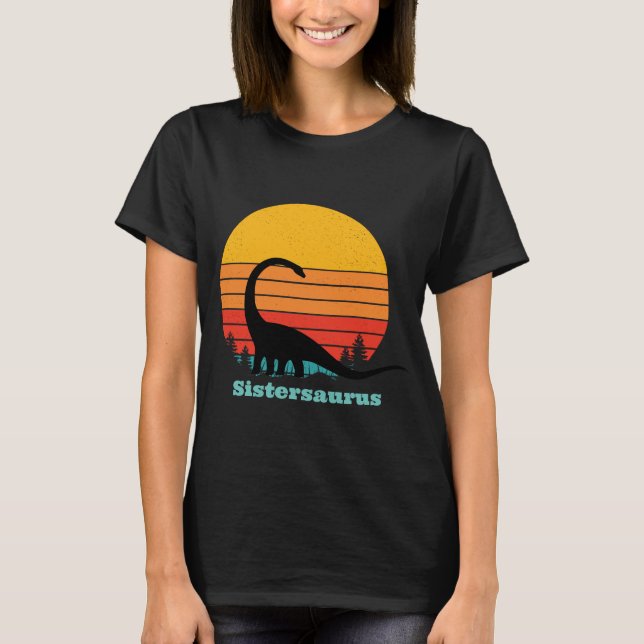 Retro Sunset Sistersaurus T Shirt (Framsida)