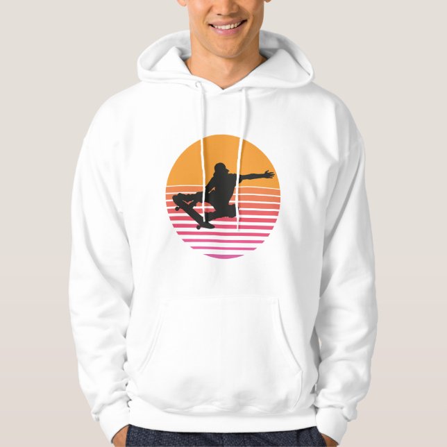 Retro Sunset Skateboarder  Hoodie (Framsida)