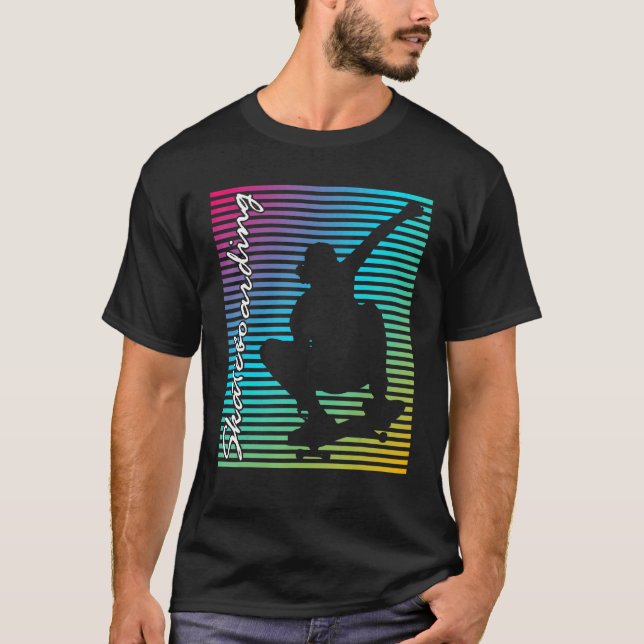Retro Sunset Skateboarding Longboard Skateboard T Shirt (Framsida)