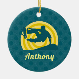 Retro Sunset Skateboarding Themes eget namnslut Julgransprydnad Keramik