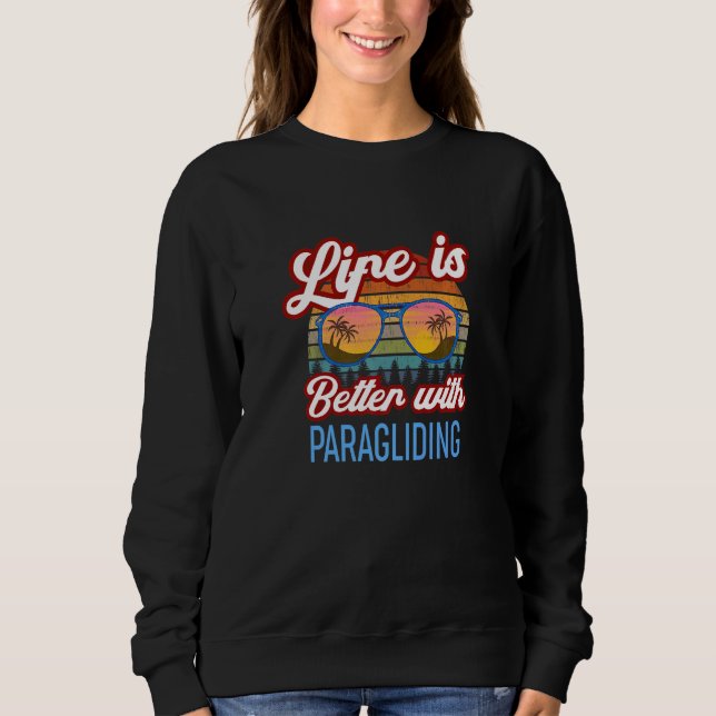 Retro Sunset Slogan   With Paragliding T Shirt (Framsida)