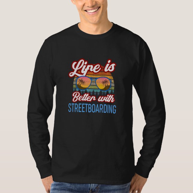 Retro Sunset Slogan   With Streetboarding T Shirt (Framsida)