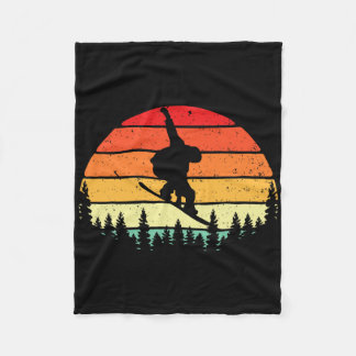 Retro Sunset Snowboarder - Snowboarding Winterspor Fleecefilt