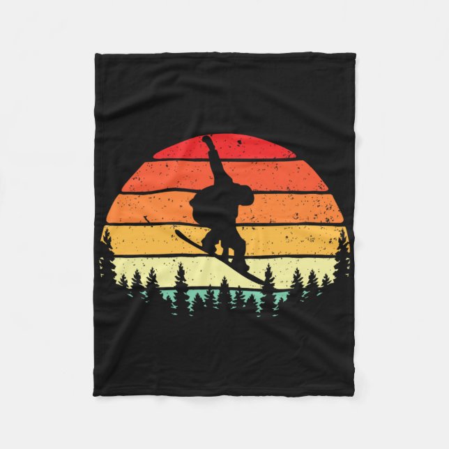 Retro Sunset Snowboarder - Snowboarding Winterspor Fleecefilt (Framsidan)