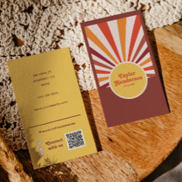 Retro Sunset Sol Rays Social Media QR-kod Visitkort