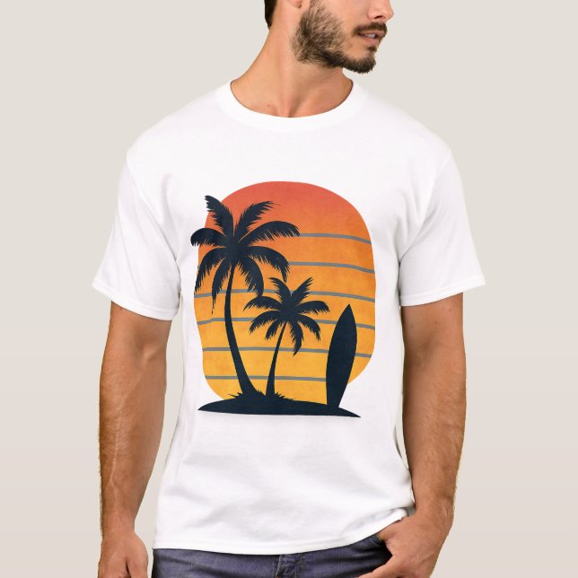 Retro Sunset Surfa - Beach Vibes T-Shirt (Framsida)