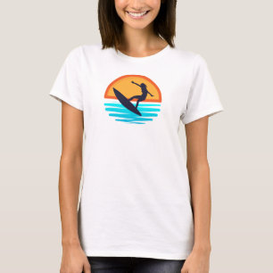 Retro Sunset Surfing _ Vintage Beach Vibes T Shirt