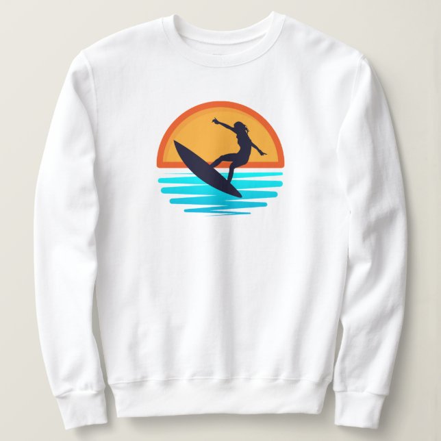 Retro Sunset Surfing _ Vintage Beach Vibes T Shirt (Design framsida)