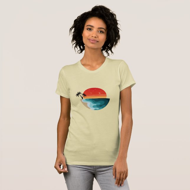Retro Sunset-T-Shirt T Shirt (Hel framsida)