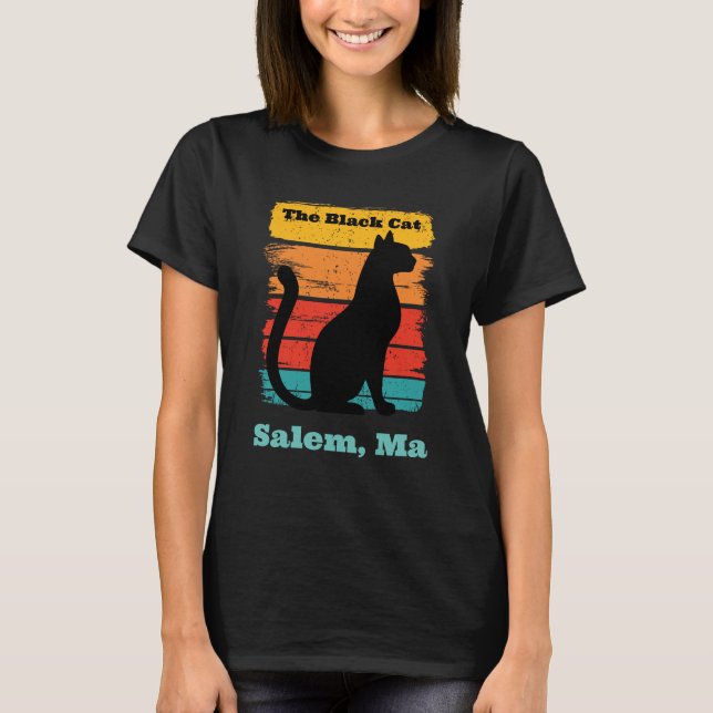 Retro Sunset the Black Cat Salem MORSA T Shirt (Framsida)