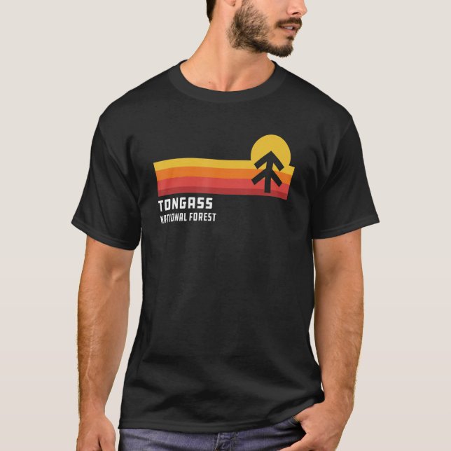 Retro Sunset Tongass National Forest Juneau Alaska T Shirt (Framsida)