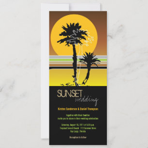 Retro Sunset Tropical bröllopsinbjudan och mottagn Inbjudningar