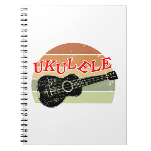 Retro Sunset Ukulele Distress Teckning Anteckningsbok