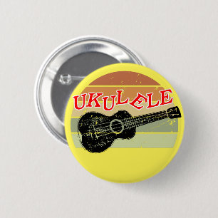 Retro Sunset Ukulele Distress Teckning Gult Knapp