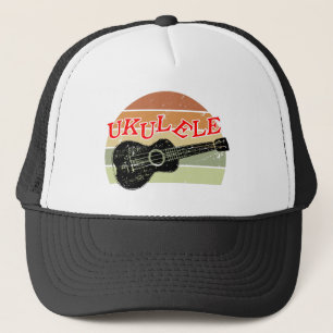 Retro Sunset Ukulele Distress Teckning Keps