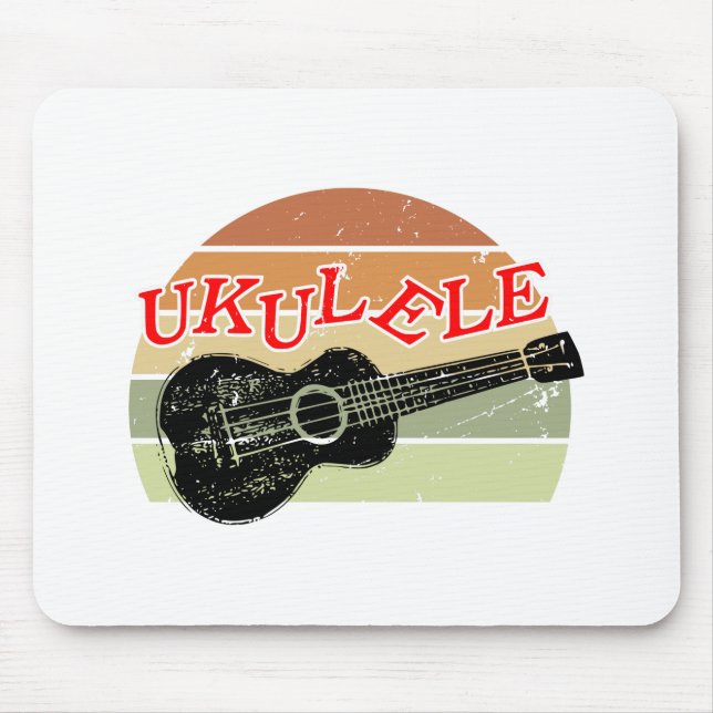Retro Sunset Ukulele Distress Teckning Musmatta (Framsidan)