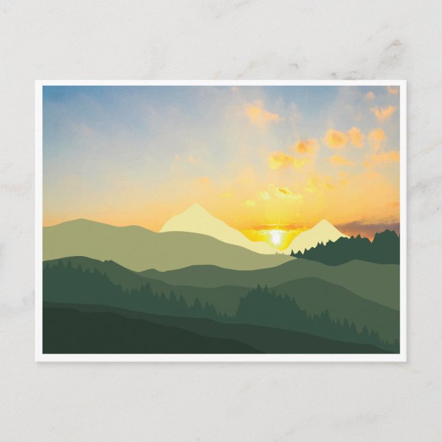 Retro sunset Underbar Smoky Mountains nationalpark Vykort (Framsida)