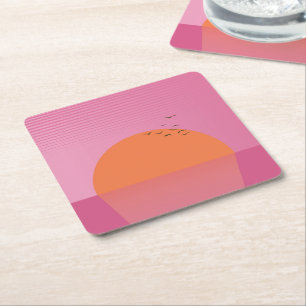 Retro Sunset Underlägg Papper Kvadrat