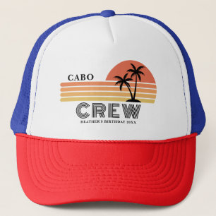 Retro Sunset Vacation Birthday Resa 90's Bday Crew Keps