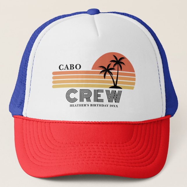 Retro Sunset Vacation Birthday Resa 90's Bday Crew Keps (Framsida)