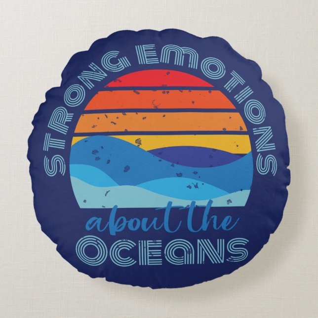 Retro Sunset Vinkara Ocean Saming Rund Kudde (Framsidan)