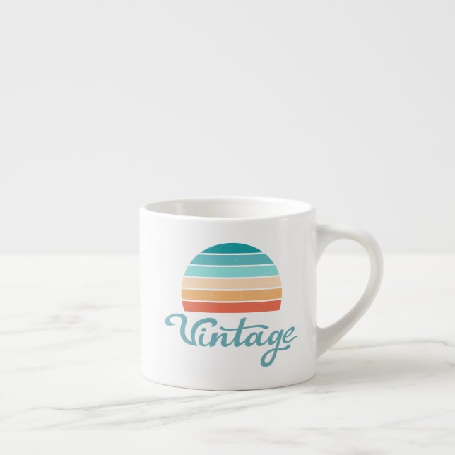 Retro Sunset+Vintage Script Distress Espressomugg (Höger)