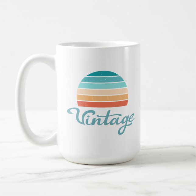 Retro Sunset+Vintage Script Distress Kaffemugg (Vänster)
