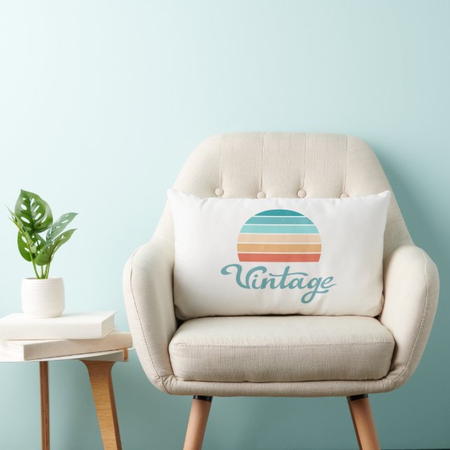 Retro Sunset+Vintage Script Distress Lumbarkudde (Stol)