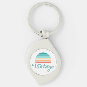 Retro Sunset+Vintage Script Distress Swirl Silverfärgad Nyckelring