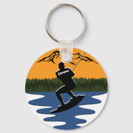 Retro Sunset Wakeboard Vatten Skiing Namn Nyckelring