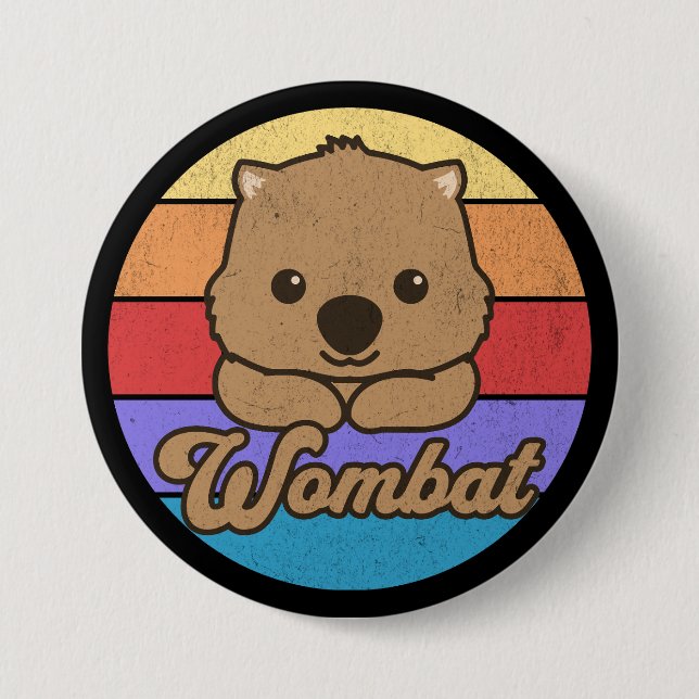 Retro Sunset Wombat Knapp (Framsida)