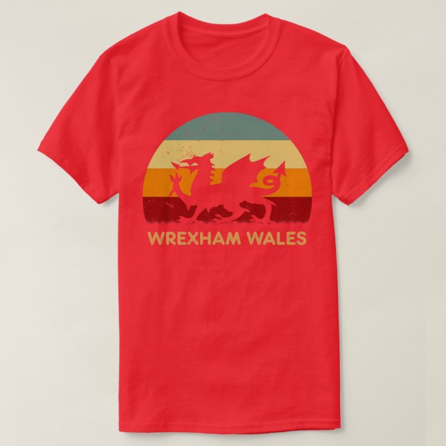Retro Sunset Wrexham Wales T Shirt (Design framsida)
