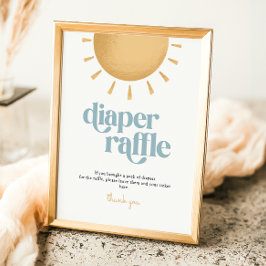 Retro Sunshine Baby Shower Diaper Raffle Sign Poster