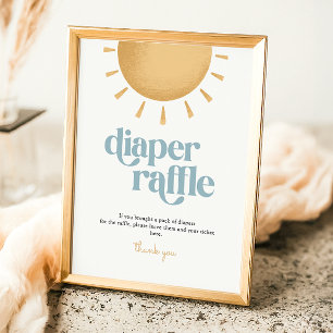 Retro Sunshine Baby Shower Diaper Raffle Sign Poster