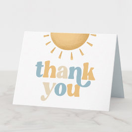 Retro Sunshine Baby Shower Folded Thank You Card Tack Kort