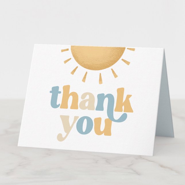 Retro Sunshine Baby Shower Folded Thank You Card Tack Kort (Skapare uppladdad)