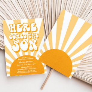 Retro Sunshine Baby Shower här kommer från sonen Inbjudningar
