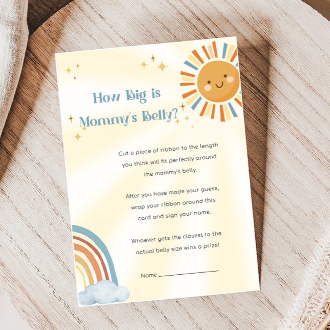Retro Sunshine Baby Shower Hur Stor Är Spelet (Retro Here Comes The Son Sunshine Baby Shower Game)