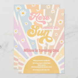 Retro Sunshine Birthday här Kom Sol Party Inbjudningar