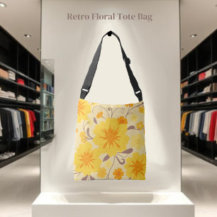 Retro Sunshine Blommigt-Gula blommor Axelväska