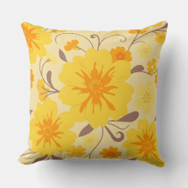 Retro Sunshine Blommigt-Gula blommor Kudde