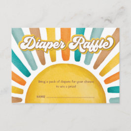 Retro Sunshine Boho Sol Pojke Diaper Raffle Tilläggskort