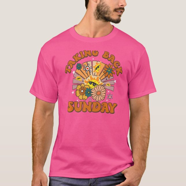 Retro Sunshine Cute Blommigt tar tillbaka Söndag T Shirt (Framsida)