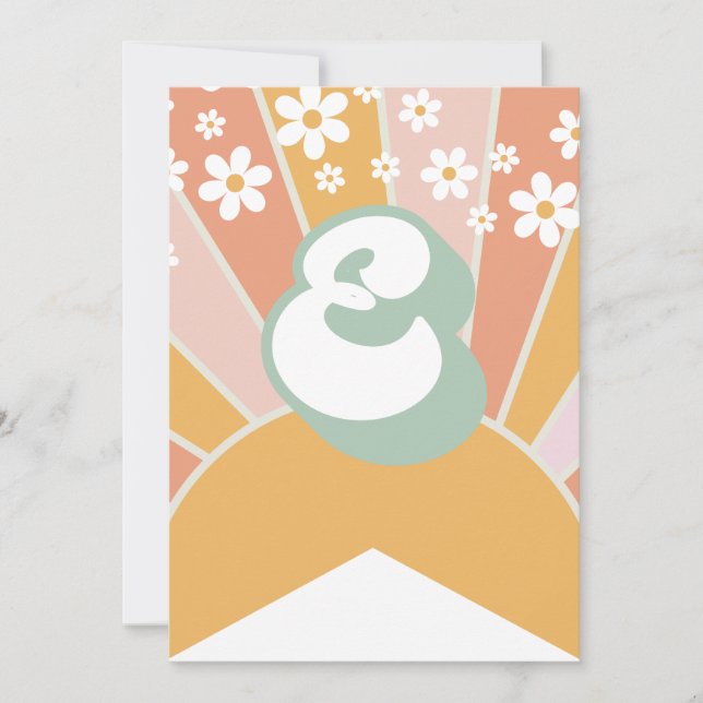 Retro Sunshine daisy boho blommigt Banner E Inbjudningar (Framsida)