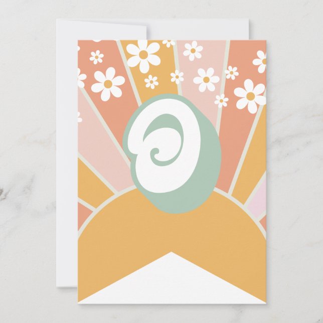 Retro Sunshine daisy boho blommigt Banner O Inbjudningar (Framsida)