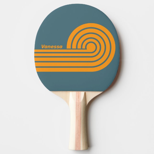 Retro Sunshine Dual Curl-ränder med namn Pingisracket (Framsidan)